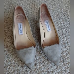 Jimmy Choo suede light gray low heel pumps size 8